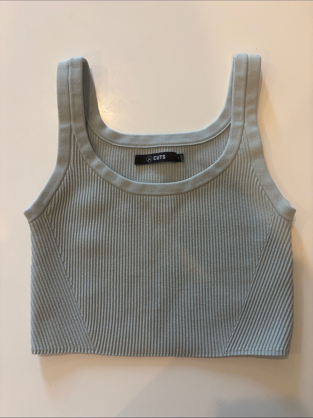 Light Blue Ribbed Cropped Tank